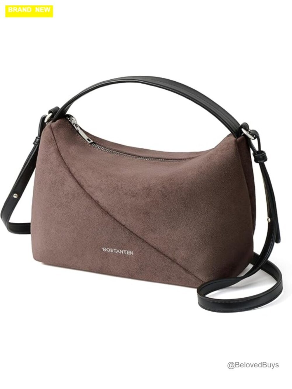 Vegan Suede Leather Crossbody Bag Hobo Purse with Adjustable Strap